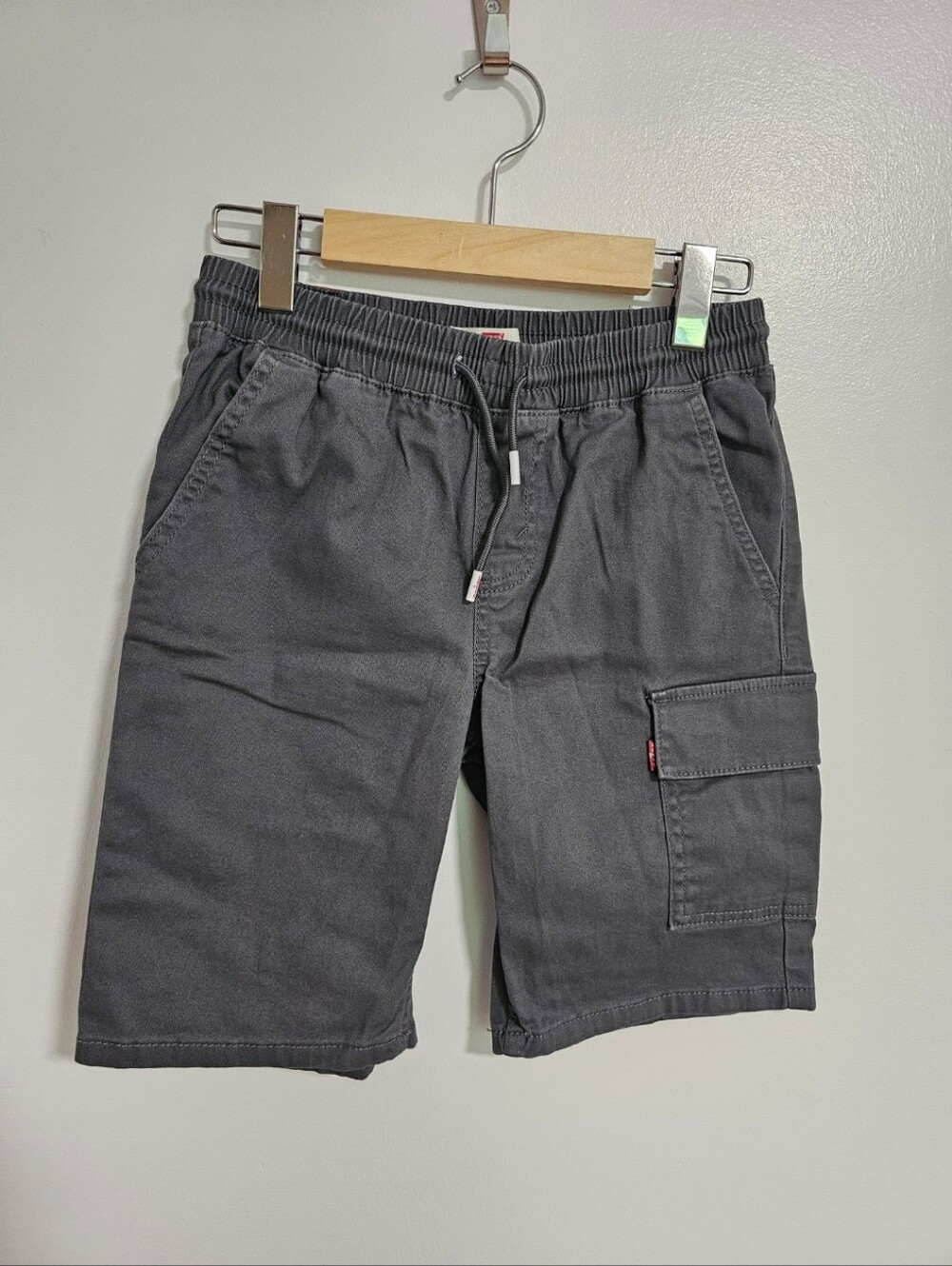 🧸2/20$ Levis Gray Cargo Shorts Youth Boy Size L Pull-on Elastic Waist